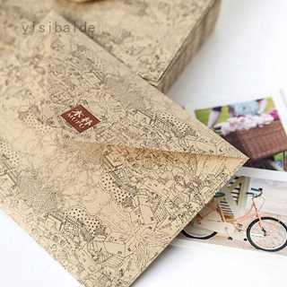 Set 10 bao thư giấy Kraft họa tiết thế giới độc đáo