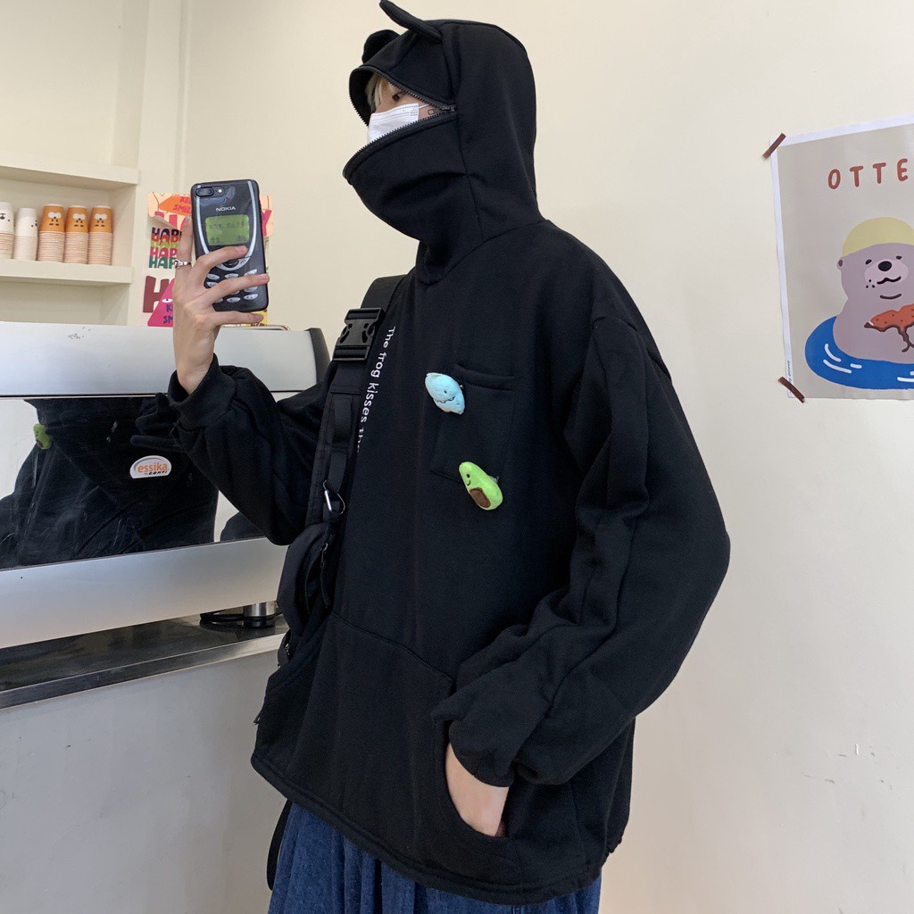 Áo hoodie nam form rộng Áo hoodie nam form rộng unisex có mũ đầu ếch bộ sưu tập đi chơi đi học hàn quốc