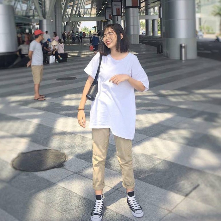 áo thun tay lỡ màu trắng FOME RỘNG có chọn size, chất thun xịn 0ffk13