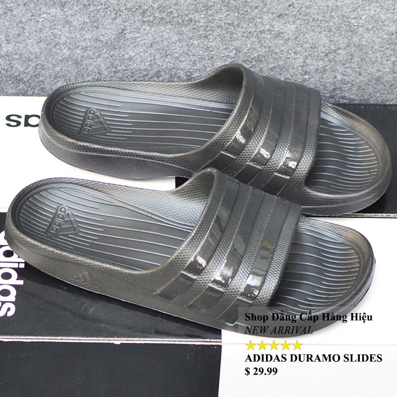 Dép Adidas Duramo chính hãng màu đen sọc bóng