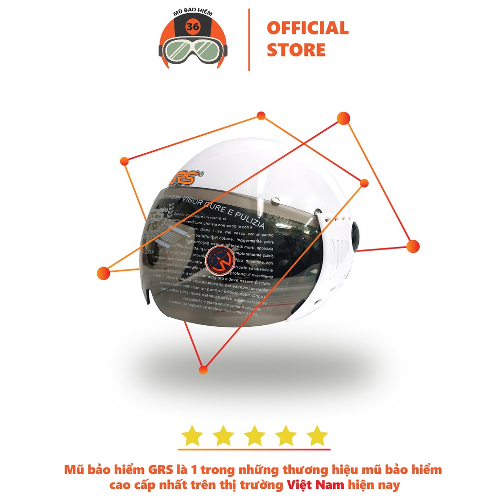 Mũ bảo hiểm nửa đâu GRS A08K size nhỏ - dành cho người trưởng thành có vòng đầu nhỏ