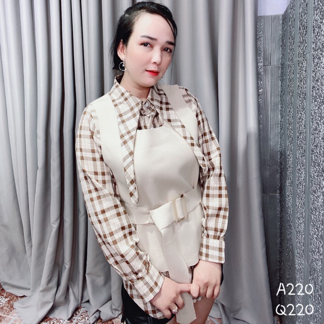 Sét áo sơ mi+áo gile+belt