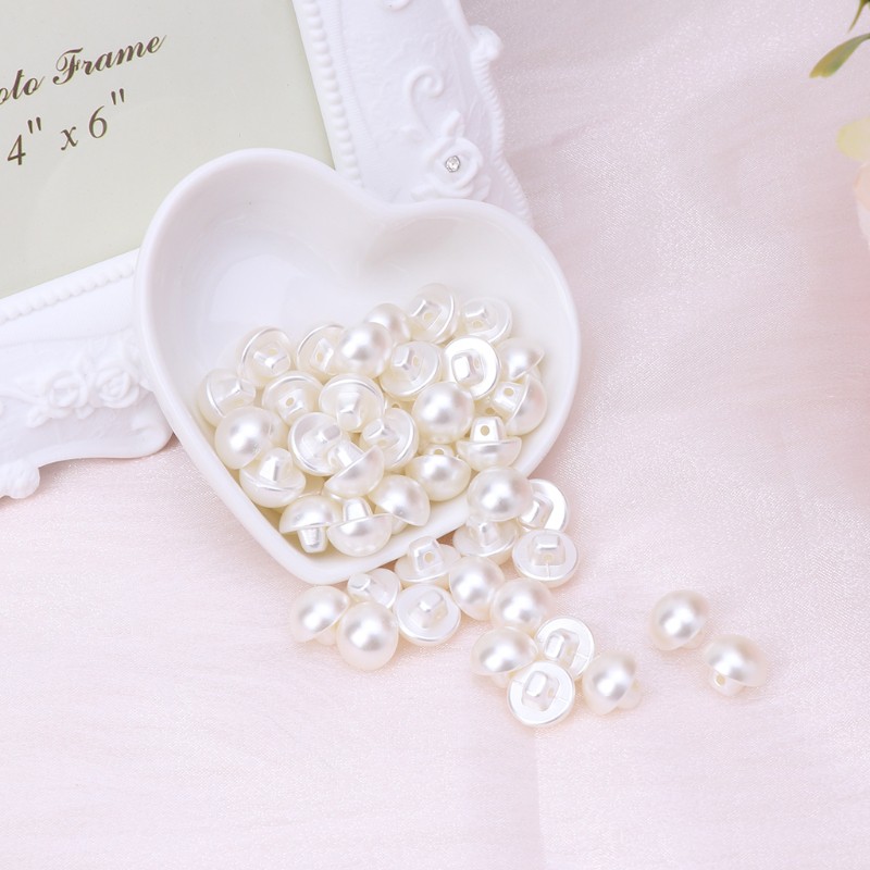 Set 50 hạt nút ngọc trai nhân tạo dùng để trang trí áo quần/đồ thủ công đẹp mắt