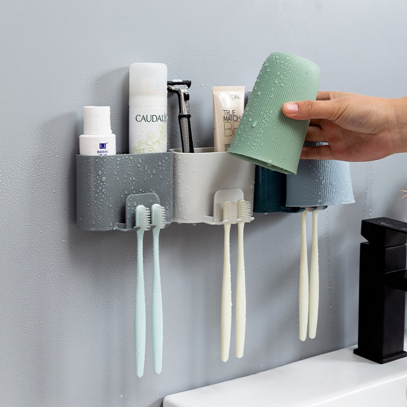 Giá Đỡ Bàn Chải Đánh Răng / Dao Cạo Râu Đa Năng Không Cần Đục Lỗ Kèm Móc Treo