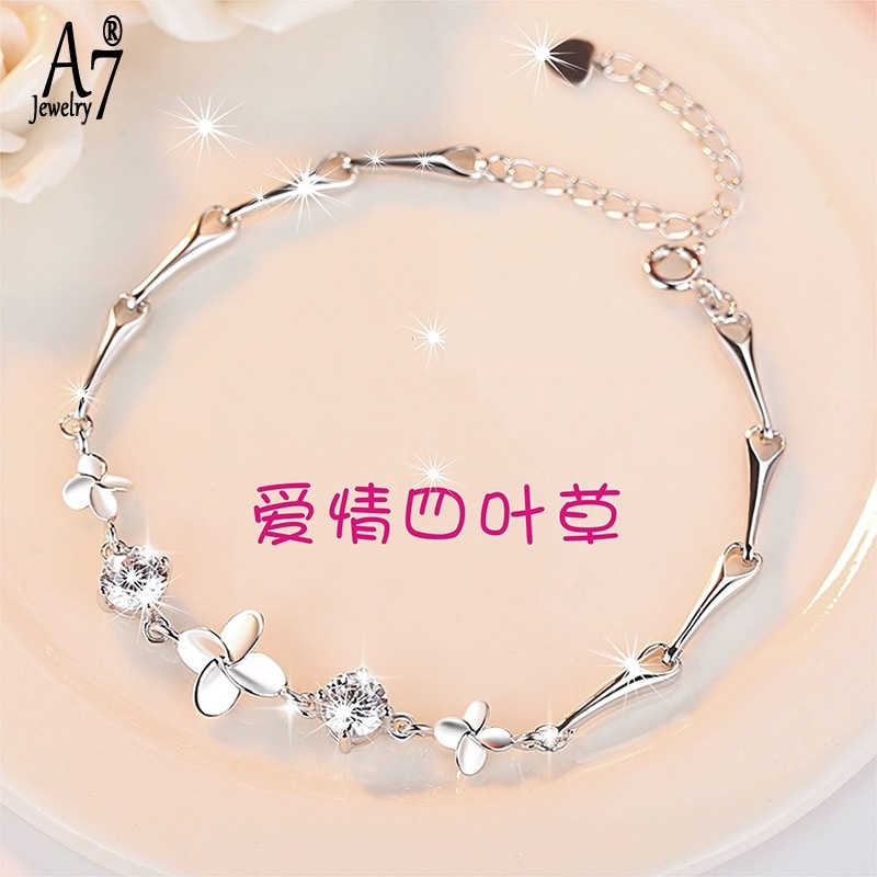 Vòng tay mạ bạc 925 đính đá thanh lịch cho nữ