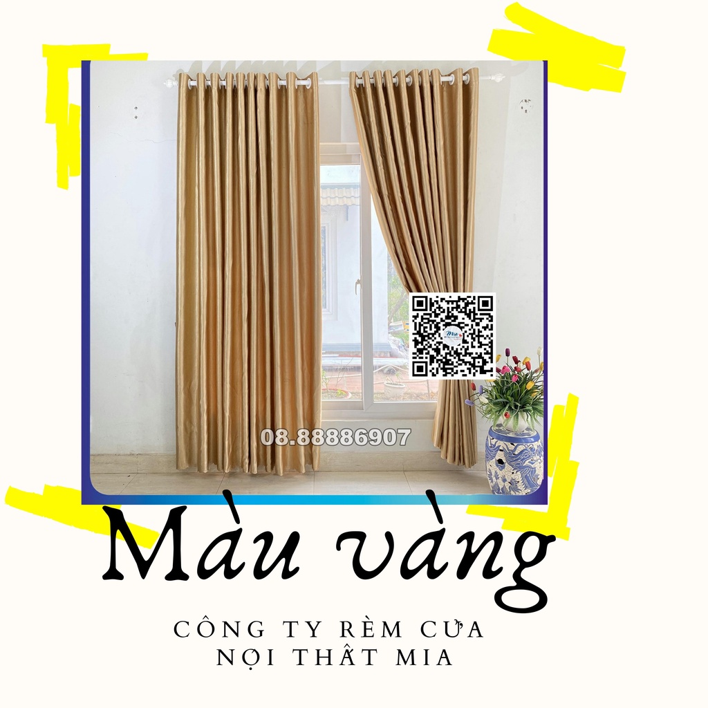 Rèm cửa màu vàng chống nắng, kích thước tùy chọn, sản xuất tại xưởng may rèm Mia, Mia curtains