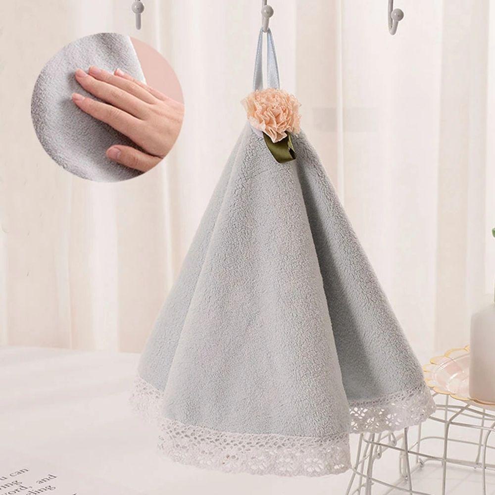 Khăn Lau Tay Hình Tròn Phối Ren Hoa Mềm Mại Thân Thiện Với Làn Da
