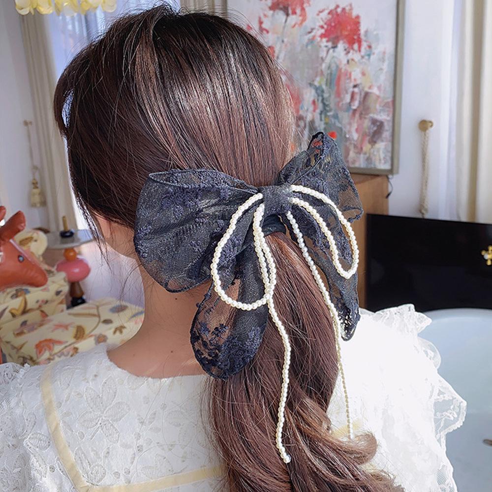 MAG Kẹp Tóc Đuôi Ngựa Màu Trắng Đen Thanh Lịch