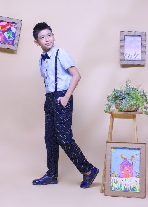 Áo sơ mi bé trai tay ngắn thời trang Jadiny màu xanh da trời