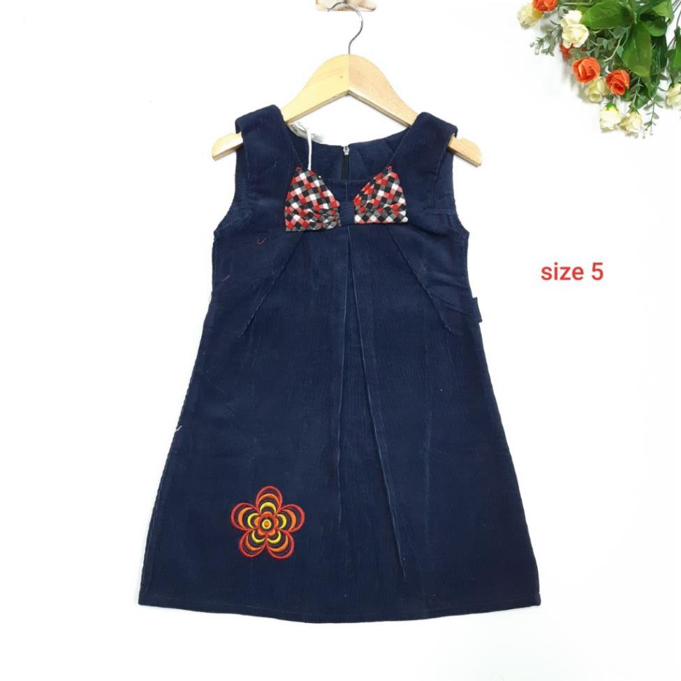DG49-VT-19- Váy bé gái, sát nách, chất nỉ nhung dày dặn, ấm áp, màu xanh đen, dáng xuông , made in Việt Nam