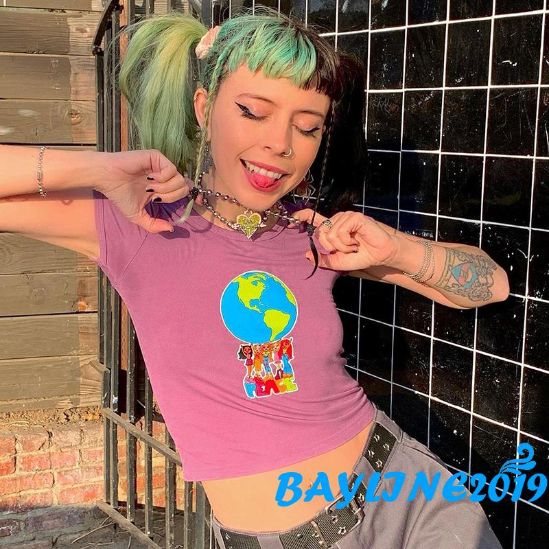 Áo Thun Nữ Ngắn Tay Cổ Tròn Hở Eo Quyến Rũ