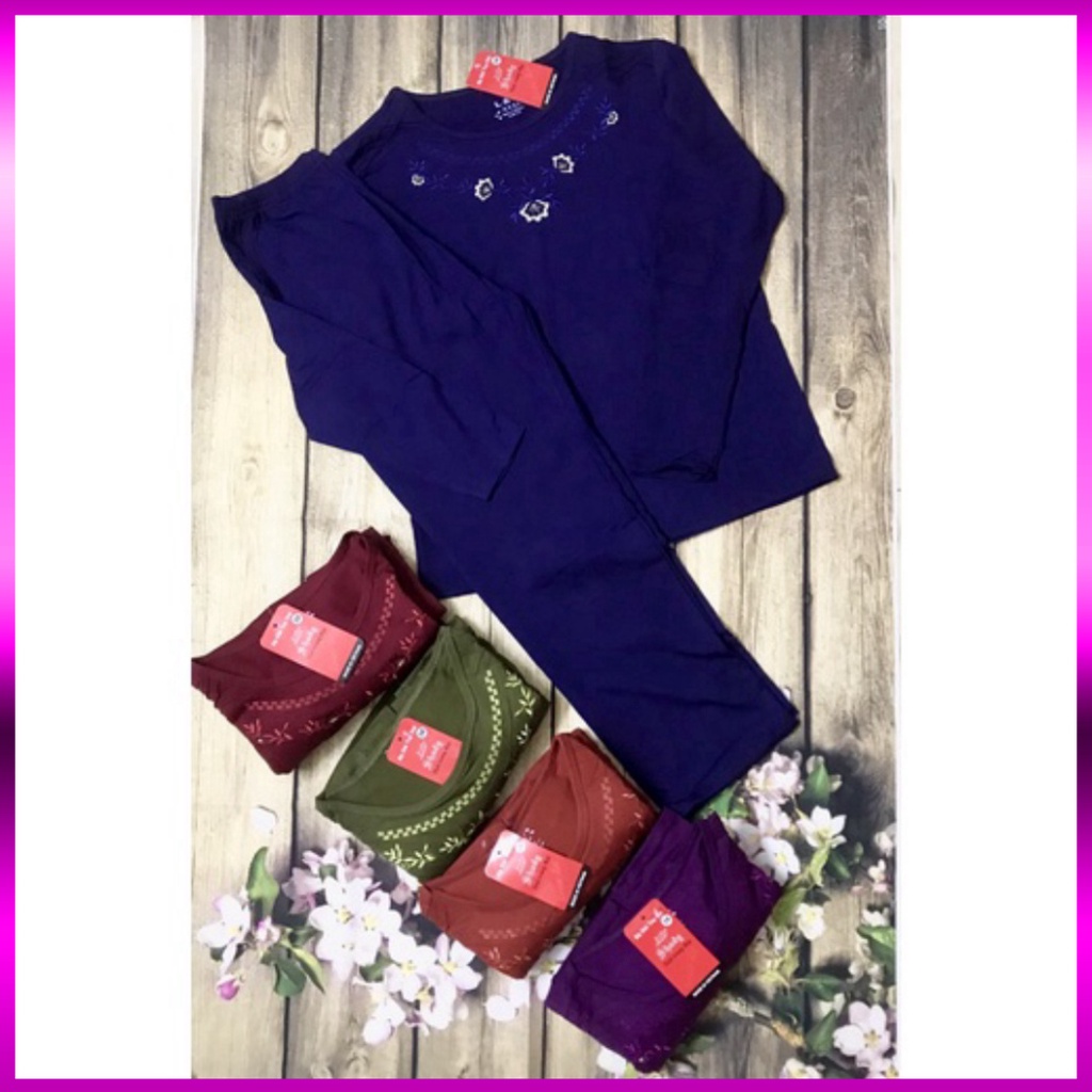 Bộ Cotton Thu Đông dài tay mặc nhà-Bộ Trung Niên Mặc Nhà Cho mẹ cho bà hình thêu hoa hai bên