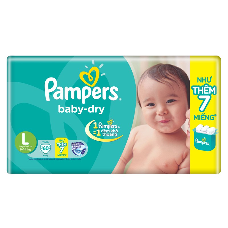 Tã - bỉm dán Pampers L60 (9-14kg)