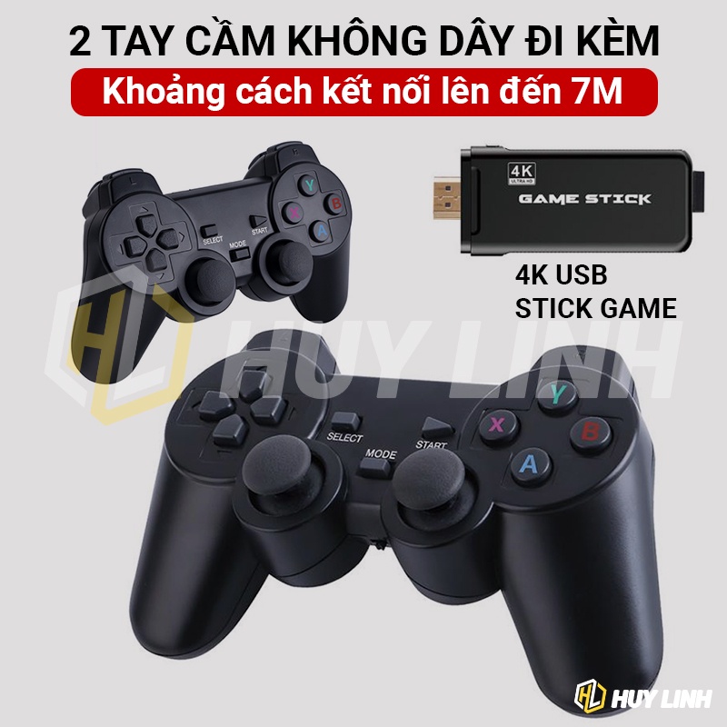 HDMI Stick Game Stick HDMI 3000+/10000+ Trò Chơi hỗ trợ 4K - 2 Tay cầm không dây tùy chọn phiên bản