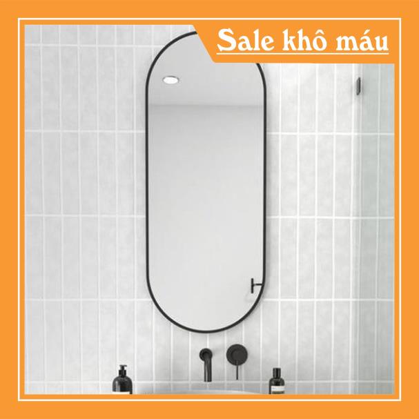 Gương oval khung đen👄SALE OFF👄Gương treo tường bầu dục khung kim loại đen