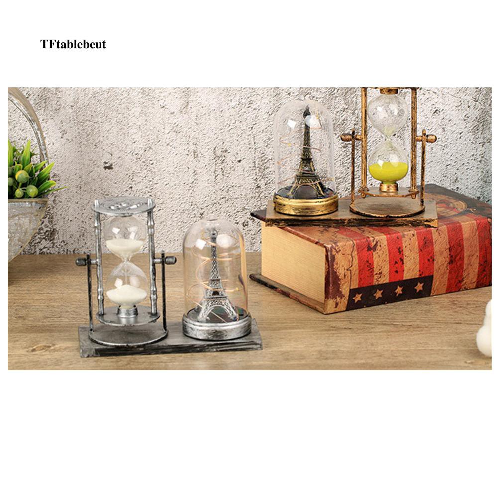 2Pcs Vintage Hourglass LED Light Tower Desk Table Lamp Home Holiday Decor Gifts