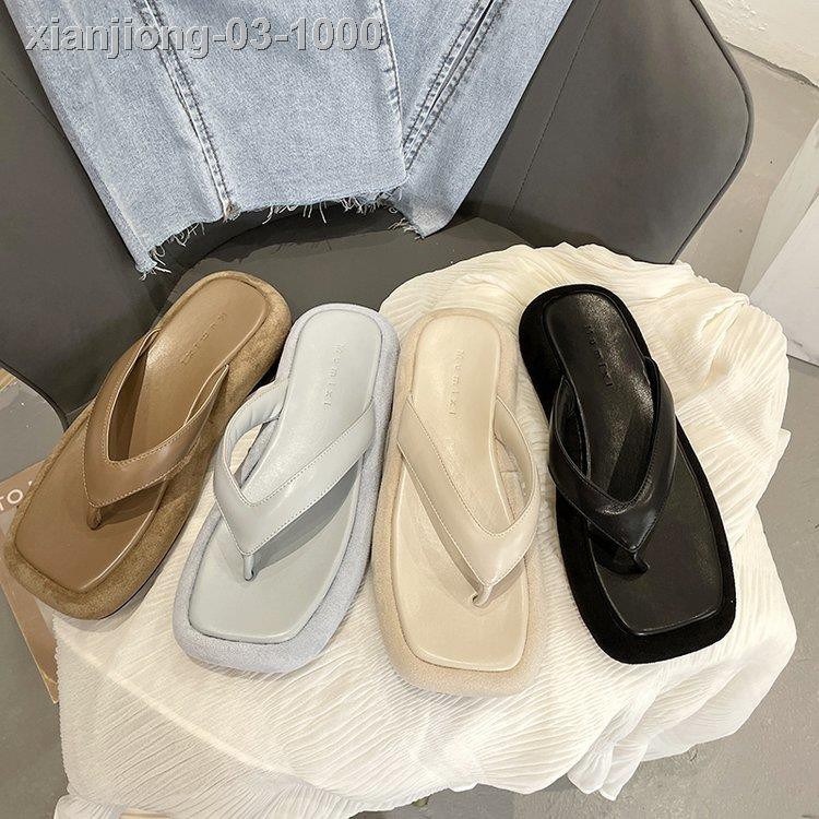 ☁✘Ulzzang Middle Heel Comfortable Clip Flat Slipper Sandals