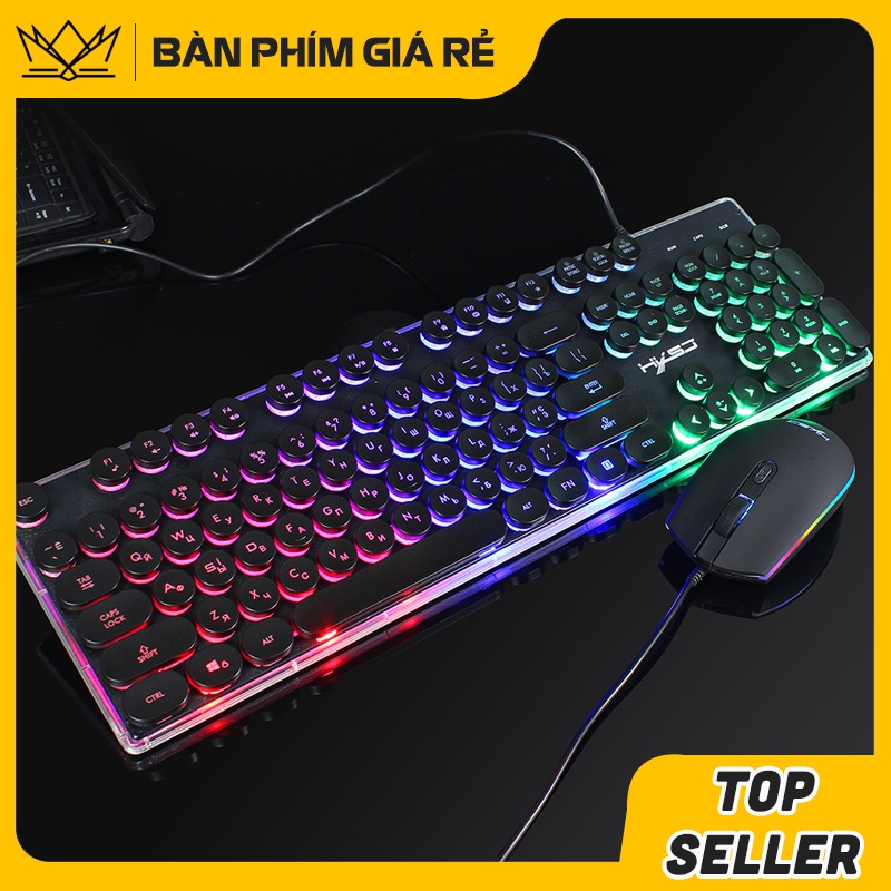 Combo bàn phím và chuột V300 đèn LED RGB full viền nút tròn chơi game cực chất thiết kế trẻ trung nổi bật