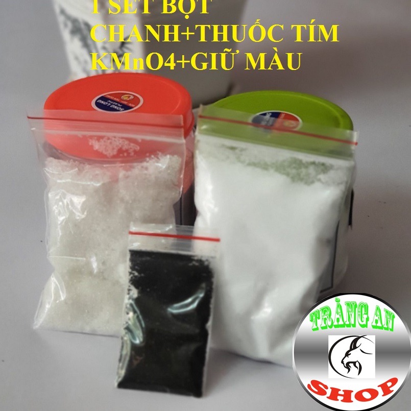 Combo 5 Sét Bột Chanh+Thuốc Tím KMnO4+Giữ Màu, Tẩy Mốc, Ố Vàng Nguyên Liệu Tự Nhiên