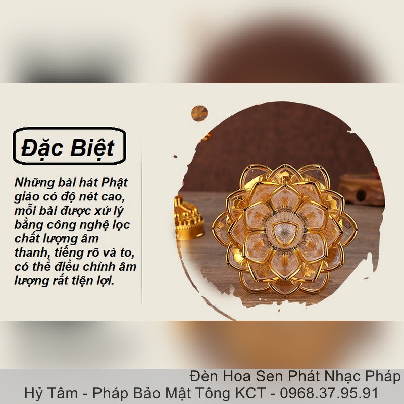 Đèn Hoa Sen Phát Nhạc Phật Giáo Cắm Điện Nguồn