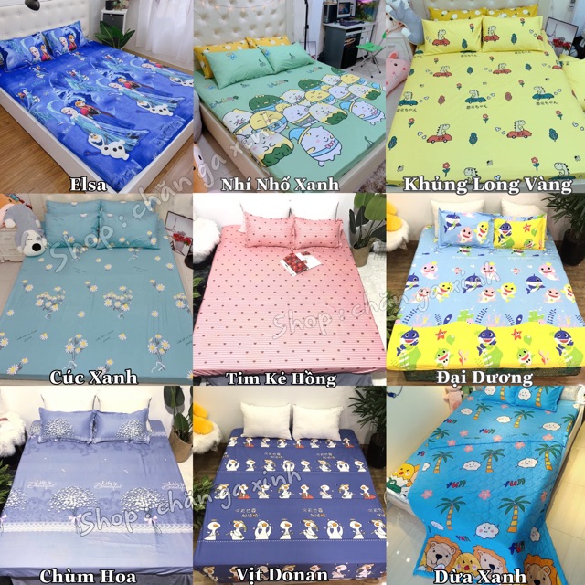 Bộ 4 món ga gối kèm vỏ ôm poly cotton siêu ngộ nghĩnh m6 hoặc m8 (được chọn mẫu)