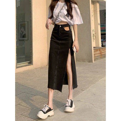 chân váy denim chữ a VPY xẻ Tà Biên Hông Cao Cờ Phụ kiện Nữ