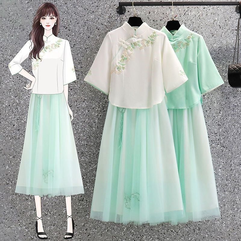 Bộ Hán Phục cách tân phong cách Trung Hoa thời trang mùa hè
