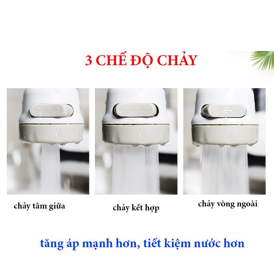 Đầu vòi rửa tăng áp xoay 360 độ, 3 chế độ chảy DL24 (Tặng Đầu Nối Vòi)