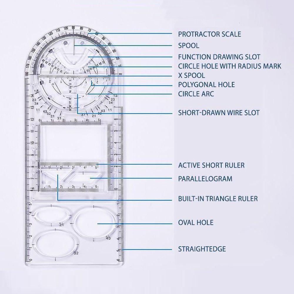 KUNHEV Thước Vẽ Kiến Trúc Hình Học Đa Năng Có Thể Xoay Được Cho Trường Học / Văn