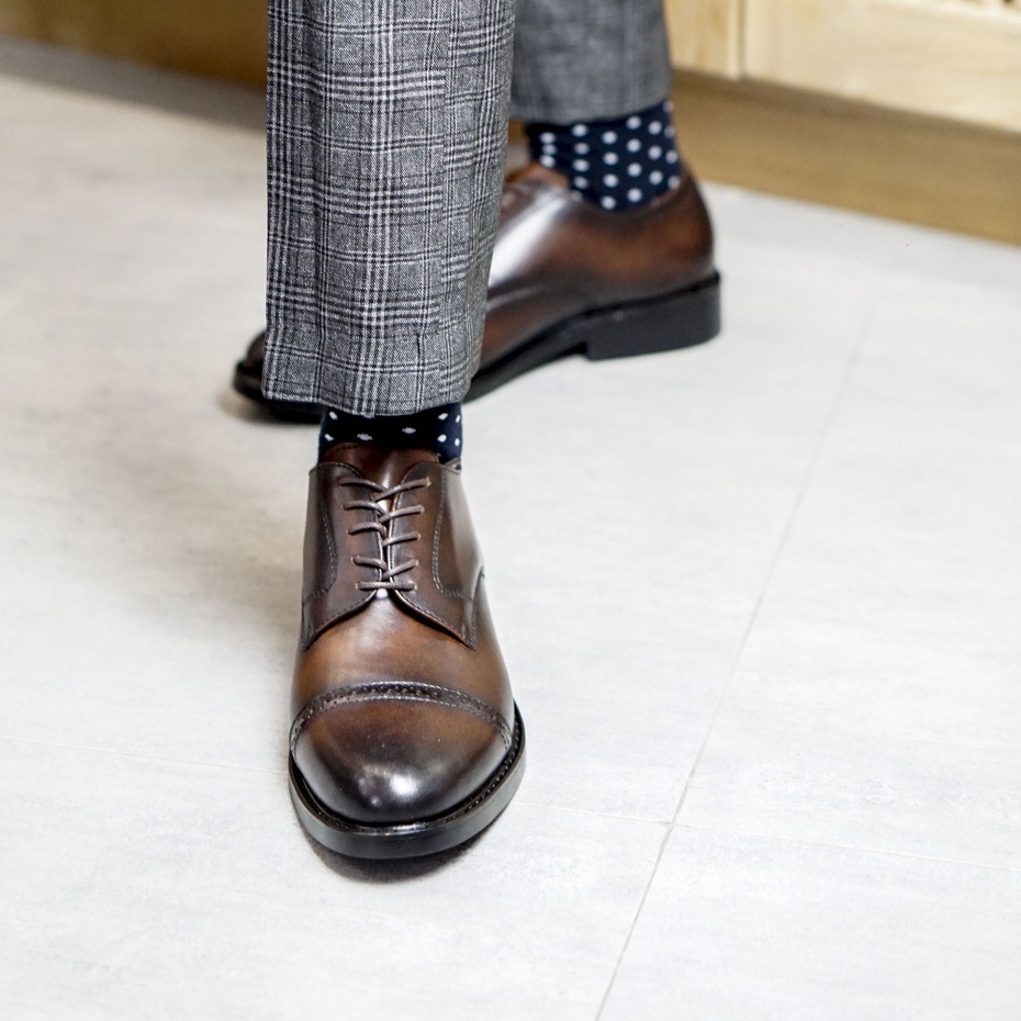 Giày nam công sở da bò cao cấp mũi tròn full black