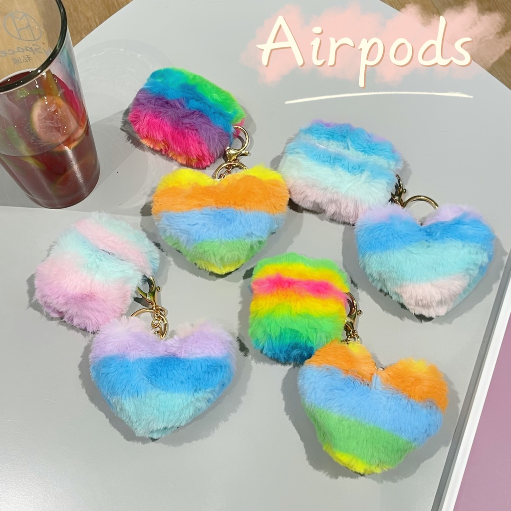 Vỏ Bảo Vệ Hộp Sạc Tai Nghe AirPods 1 2 3 Pro2 2022 Kết Nối Bluetooth Không Dây Chất Liệu Tpu Mềm Chống Trầy Xước Hình Trái Tim Màu Cầu Vồng