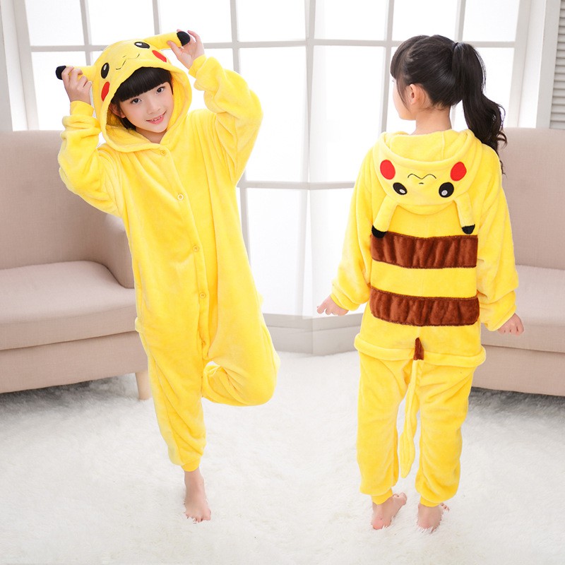 Bộ Đồ Ngủ Áo Liền Quần Hình Pikachu Cho Bé