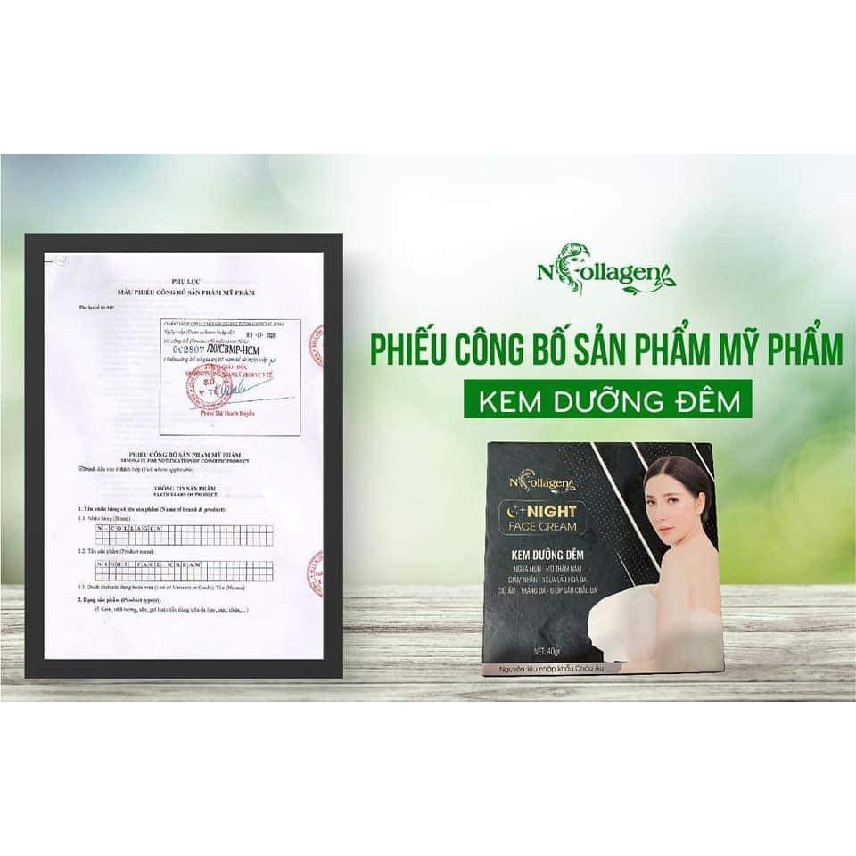 KEM TỔ YẾN (đêm) N.COLLAGEN(Dưỡng trắng, cấp ẩm, mờ nếp nhăn, m.ụn, n.ám, t.àn n.hang, năng cơ mặt).KL:25g.Tặng tẩy tbc.