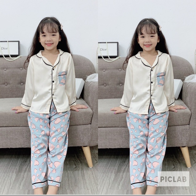 Bộ pijama lụa satin loại 1(6-20kg)