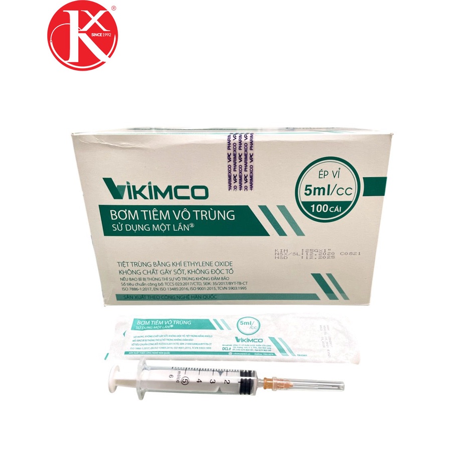 BƠM TIÊM VÔ TRÙNG SỬ DỤNG MỘT LẦN VIKIMCO 5ML/CC - KIM 25G x 1