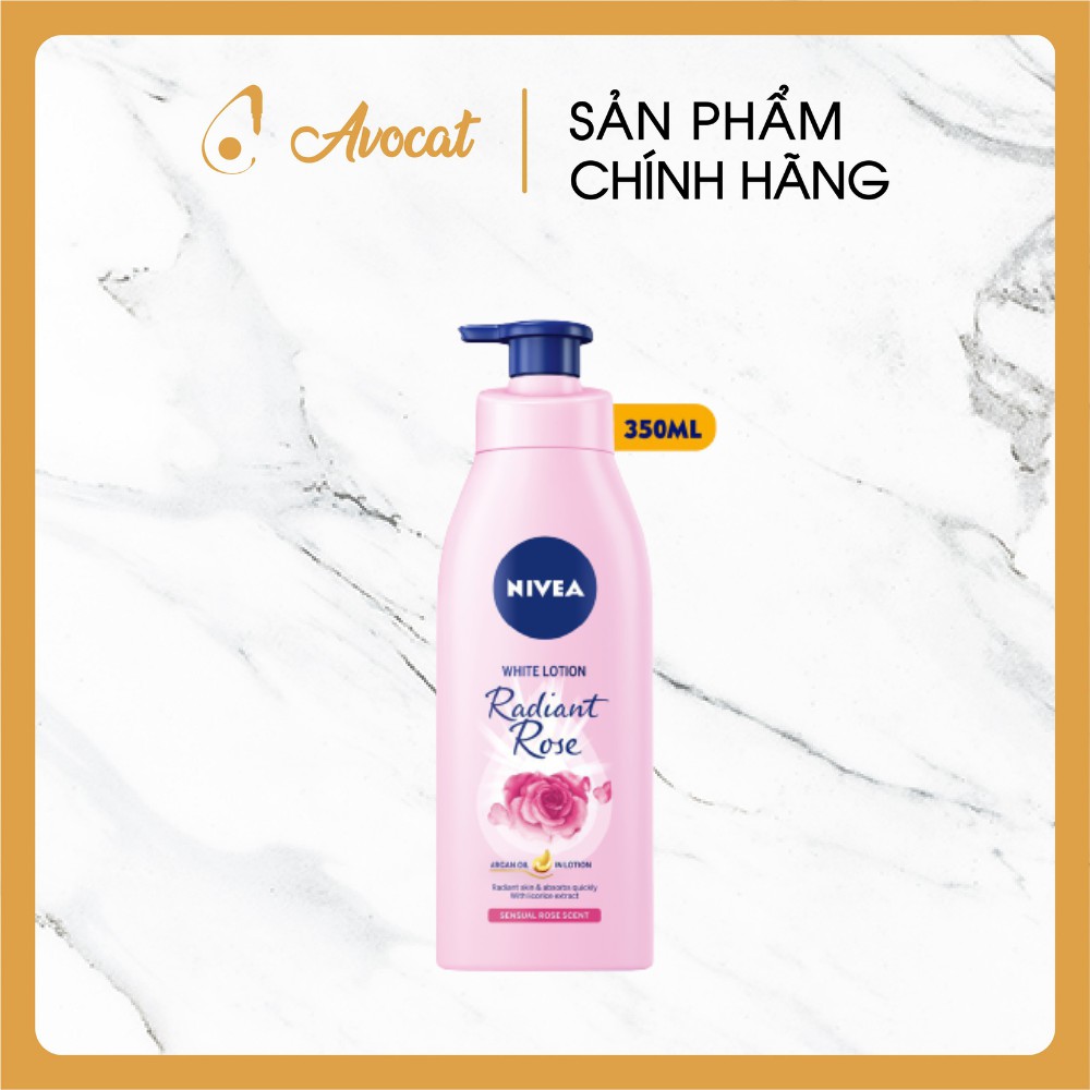 Sữa dưỡng thể dưỡng trắng NIVEA hương hoa hồng Radiant Rose (350ml)