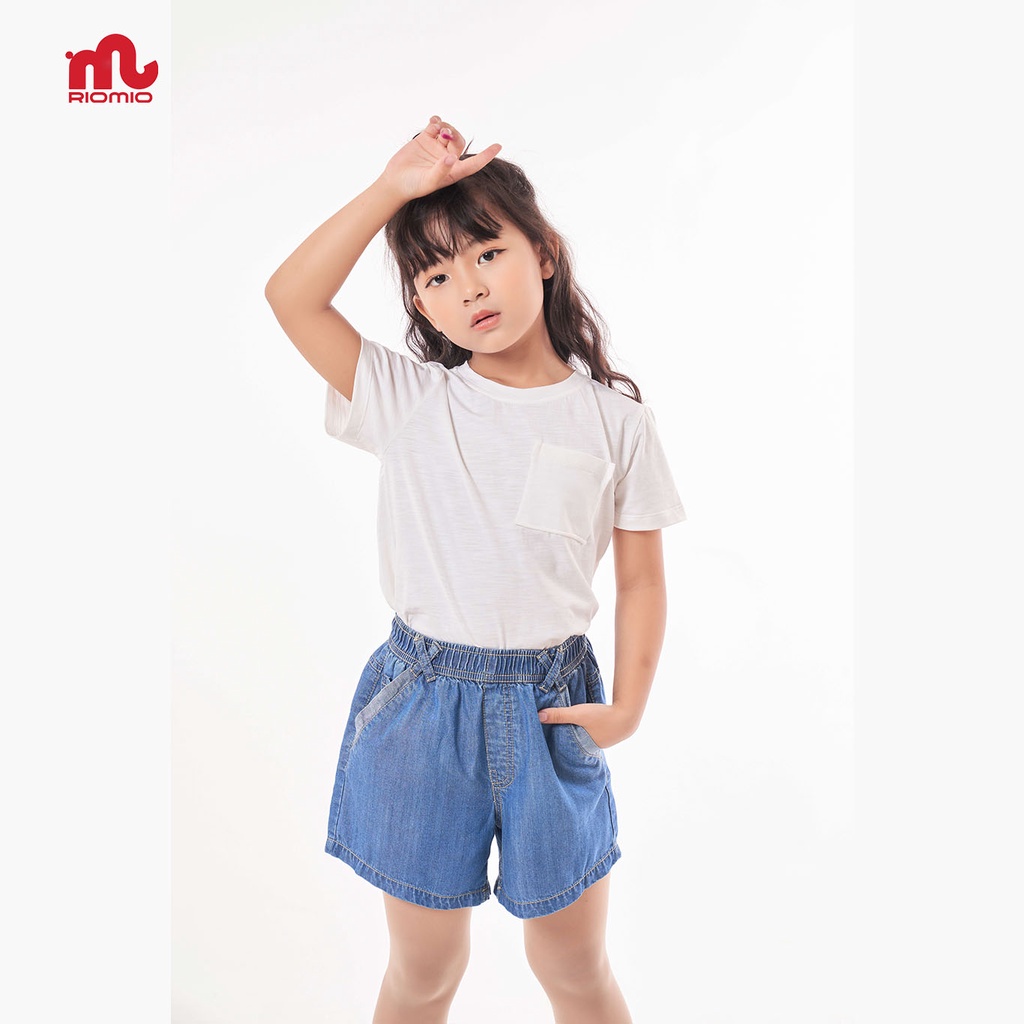 Quần short jean bé gái Riomio quần đùi bò cạp chun dáng rộng chất jean mềm mát không phai màu size đại 15-40kg  - RO205