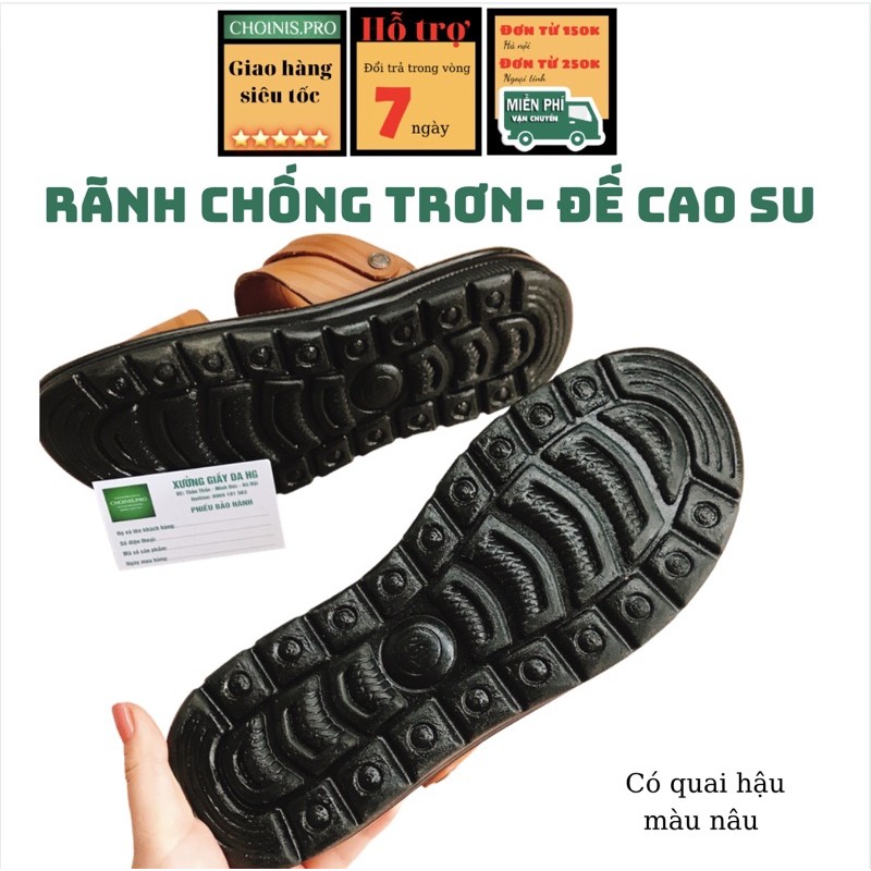 Dép da bò nam Dép da trung niên Khâu chắc chắn vào đế Đế cao su mềm mại tại xưởng CHOINIS