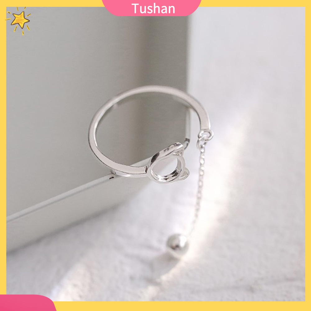 Nhẫn Hợp Kim Hình Mèo Có Chuông Xinh Xắn