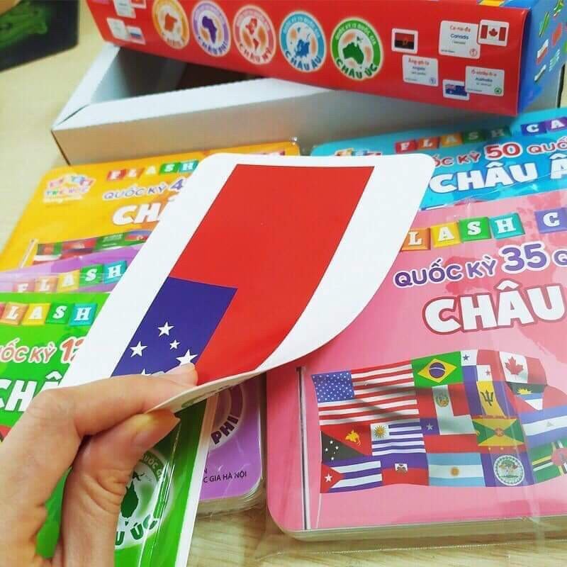 Flashcard  thẻ 175 quốc gia trên thế giới - 5 châu lục