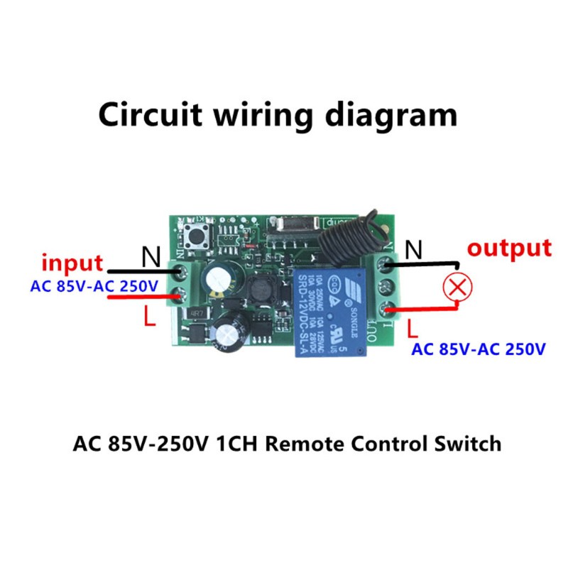 AC 220V 1CH RF 433MHz Wireless Remote Control Switch Module Learning Code Relay 