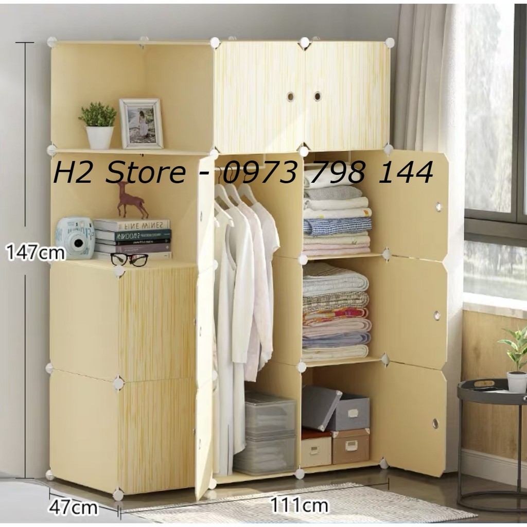 [CÓ ẢNH THẬT] TỦ NHỰA LẮP GHÉP 12 Ô (GỒM 2 KỆ GÓC) BỘ GỖ VÀNG ĐỂ ĐỒ ĐA NĂNG THÔNG MINH sâu 47cm