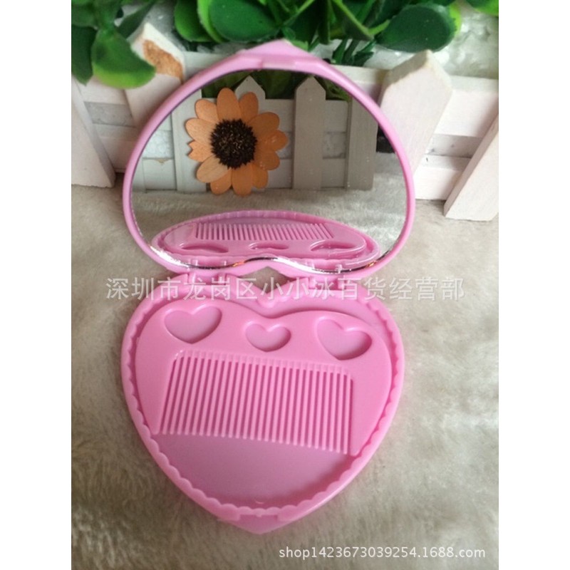 Gương mini trang điểm gấp gọn kèm lược (giao ngẫu nhiên)