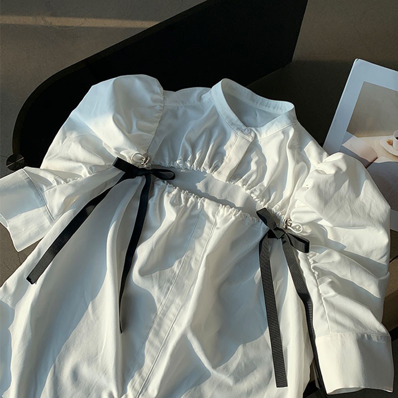 🍒🍒 Sét Áo Sơ Mi Khoét Ngực + Chân Váy Bèo Lưng Cao Xinh Xắn Cho Nữ🍒🍒