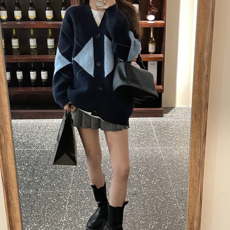 Áo Khoác Cardigan Dệt Kim Mỏng Dáng Rộng Cổ Chữ V Đính Nút Kiểu Retro Hàn Quốc Thời Trang Thu Đông Cho Nữ