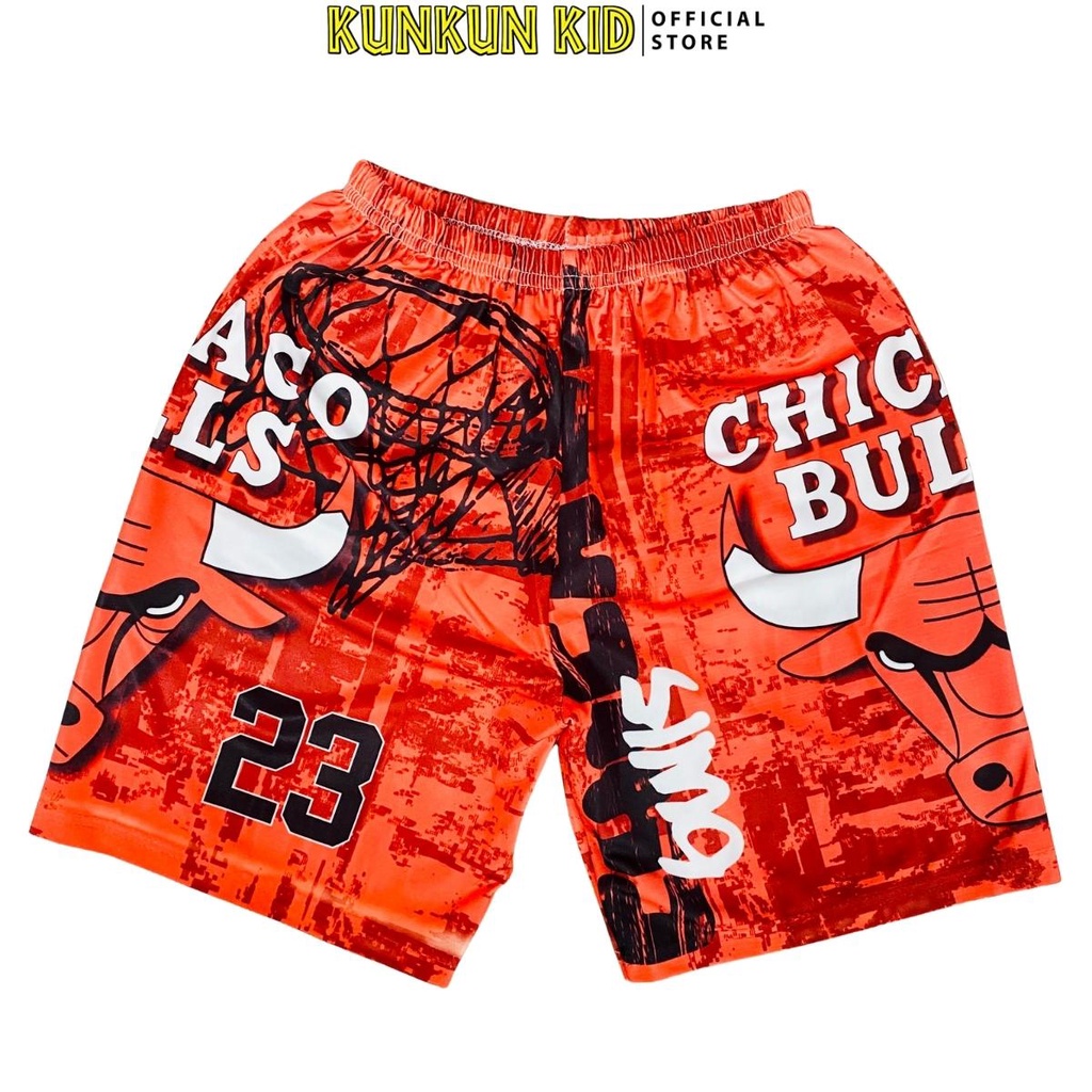 Quần áo bé trai chất Thun lạnh Kunkun Kid BR005 thiết kế thể thao in hình đội tuyển Chicago Bulls size đại 10-60kg