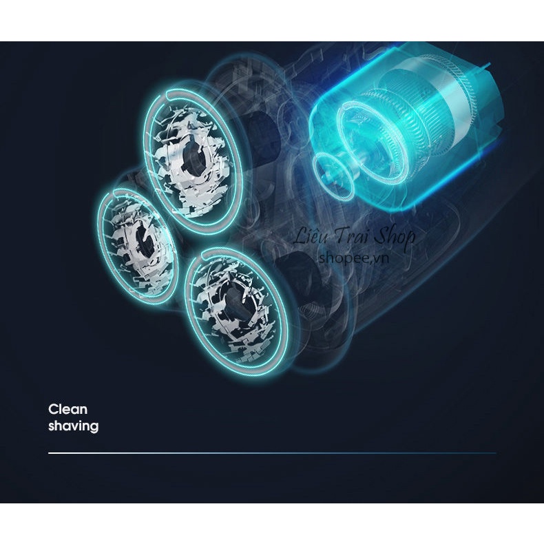 Máy cạo râu AUX sạc type C 3 mắt lưỡi kép 3D