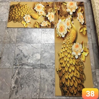 Bộ đôi thảm trải sàn bếp mẫu con công