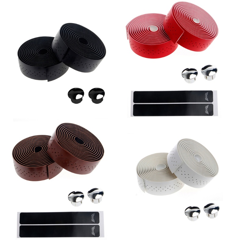 Set 2 Cuộn Băng Quấn Tay Lái Xe Đạp Giả Da Kèm 2 Nút Cắm