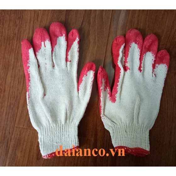 GĂNG TAY PHỦ NHỰA ĐỎ 40G , 50G - Hình Thật